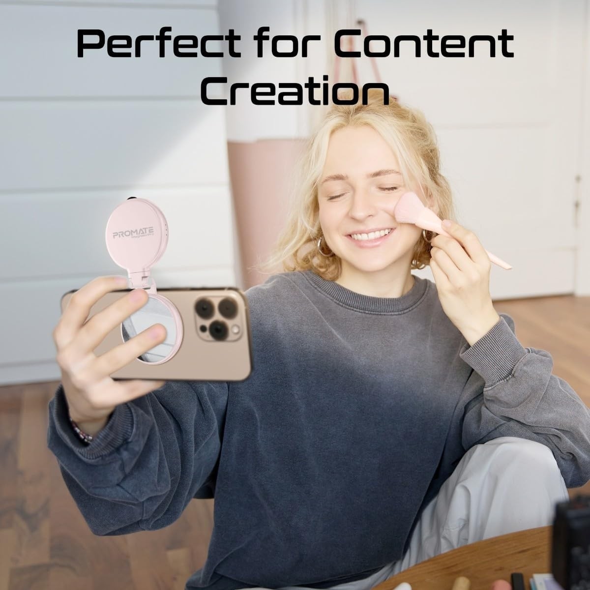 Promate MagSafe Ultra-Slim LED Ring Selfie Light with Mirror