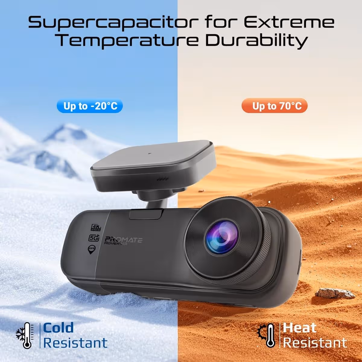 Promate Rovex-H3 4K UHD 3.16" Triple Channel Dash Cam