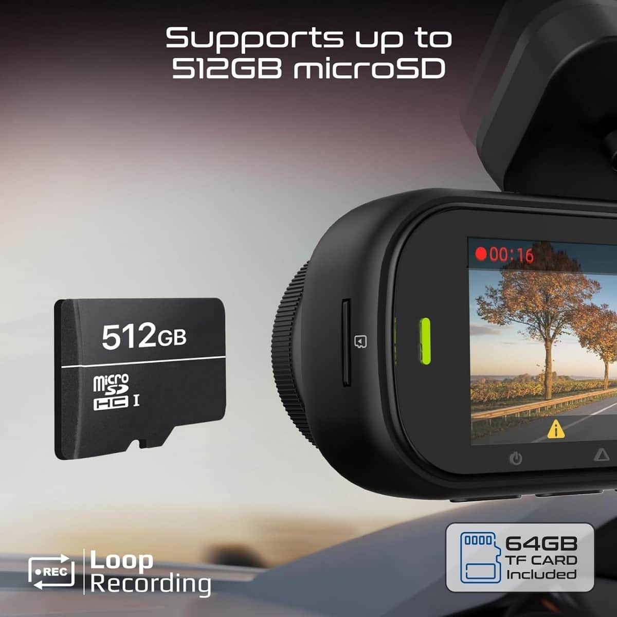 Promate Rovex-H3 4K UHD 3.16" Triple Channel Dash Cam