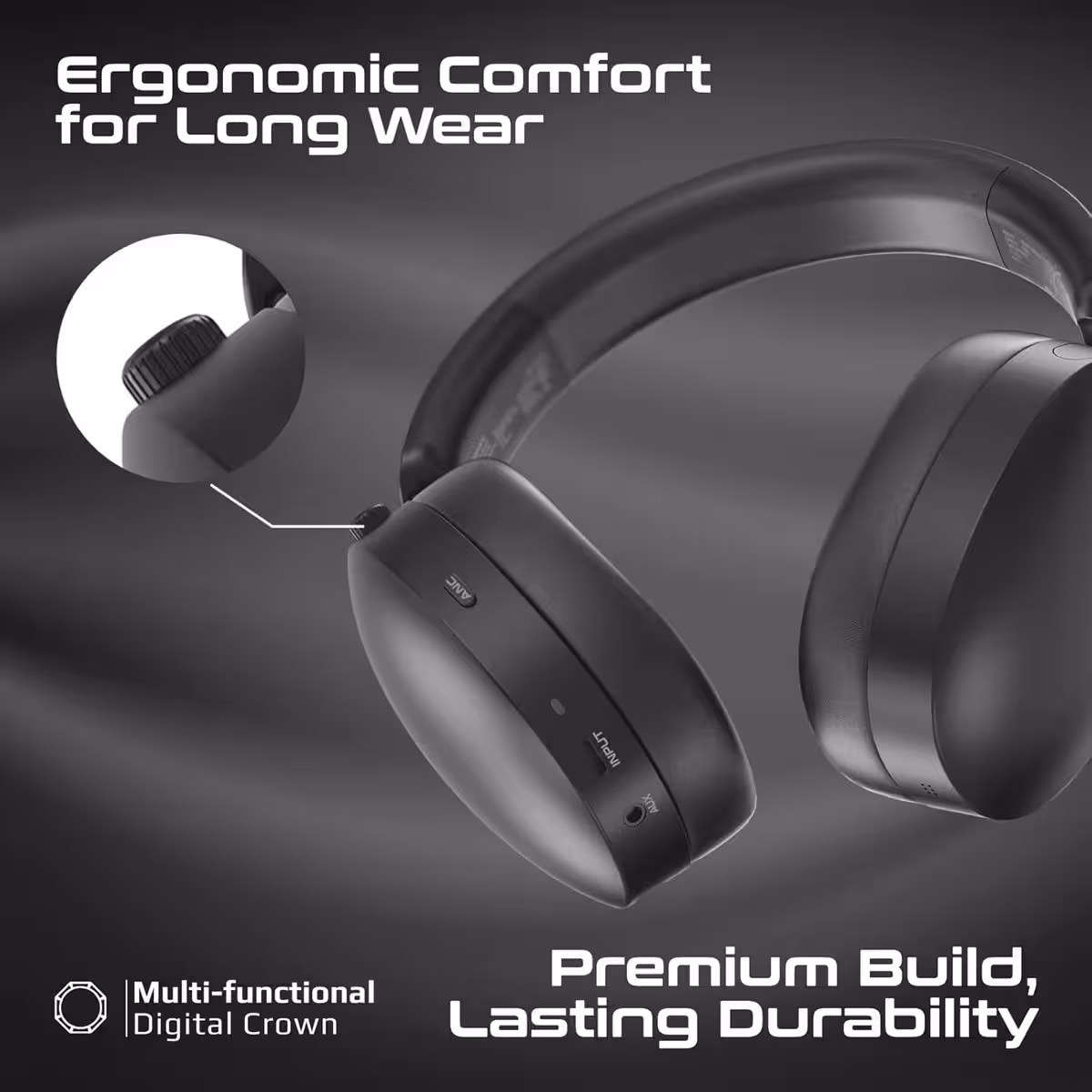 Promate Serene-2 Hybrid ANC 2.4GHz Bluetooth Wireless Over-Ear Headphones