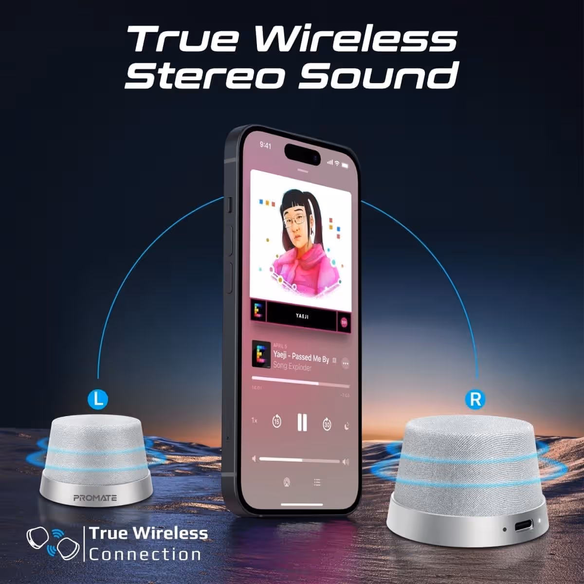 Promate 3W True Wireless Magnetic Base Bluetooth Speaker
