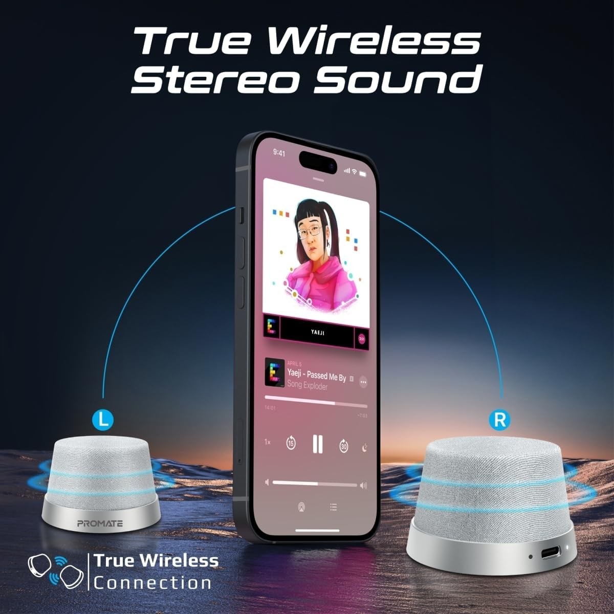 Promate 3W True Wireless Magnetic Base Bluetooth Speaker