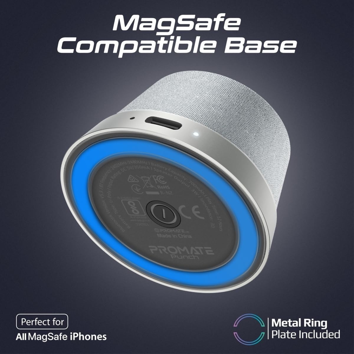Promate 3W True Wireless Magnetic Base Bluetooth Speaker