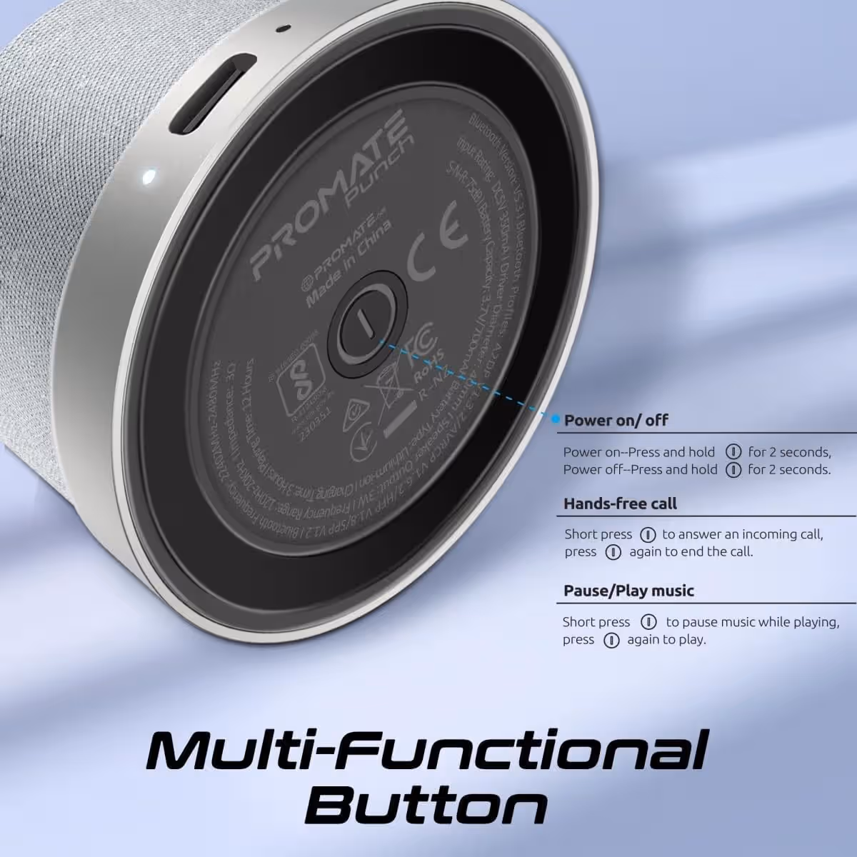 Promate 3W True Wireless Magnetic Base Bluetooth Speaker