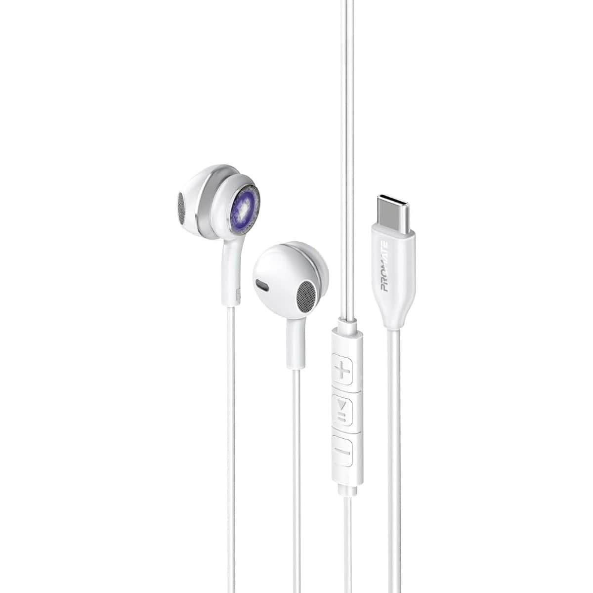 Promate Transparent USB-C In-Ear Wired Earphones