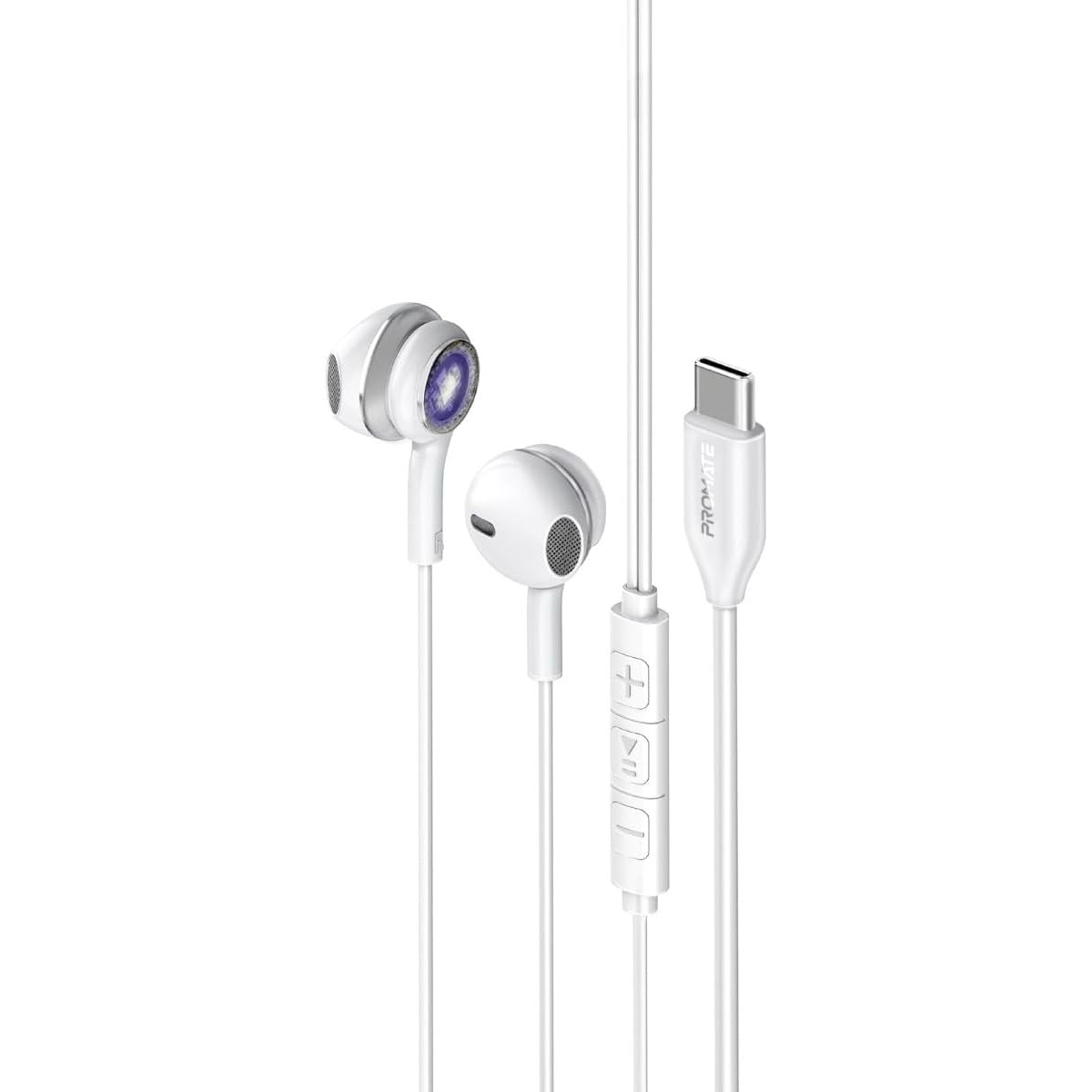 Promate Transparent USB-C In-Ear Wired Earphones