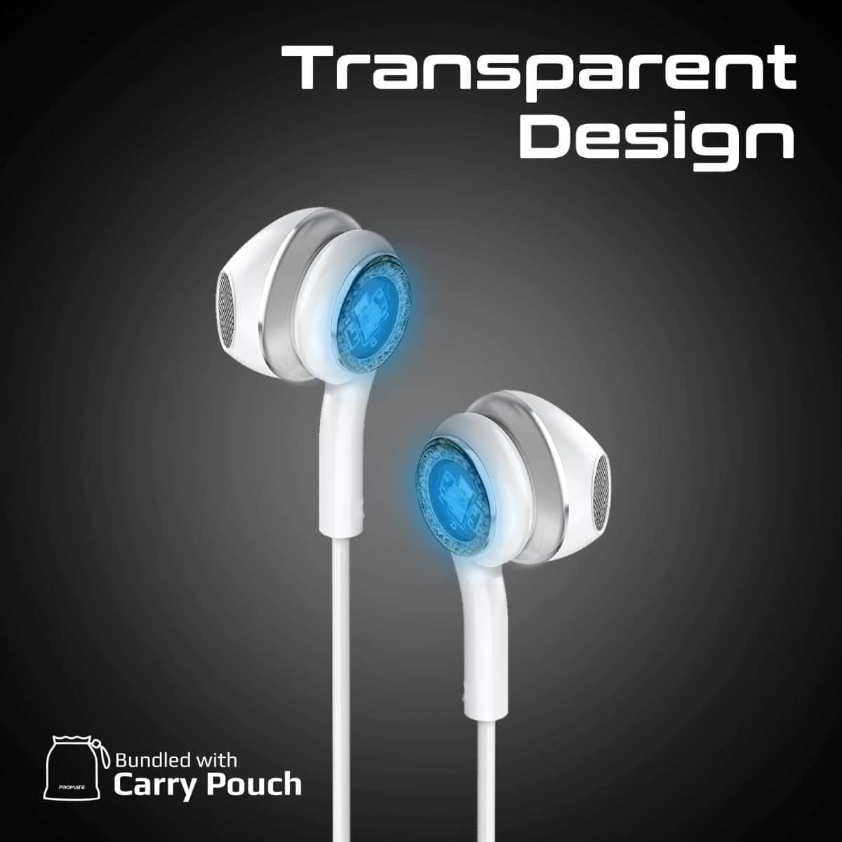 Promate Transparent USB-C In-Ear Wired Earphones