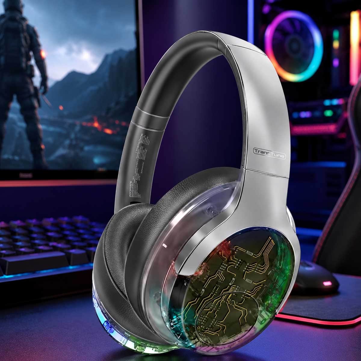 Promate TransTune Transparent ANC Bluetooth Wireless Over-Ear Headphones