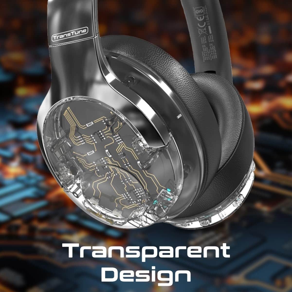 Promate TransTune Transparent ANC Bluetooth Wireless Over-Ear Headphones
