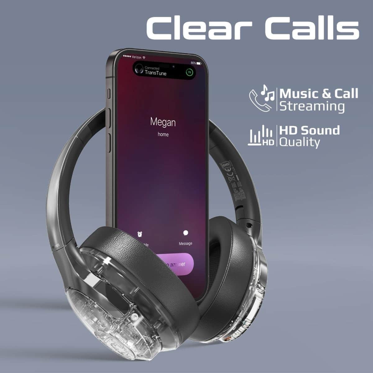 Promate TransTune Transparent ANC Bluetooth Wireless Over-Ear Headphones