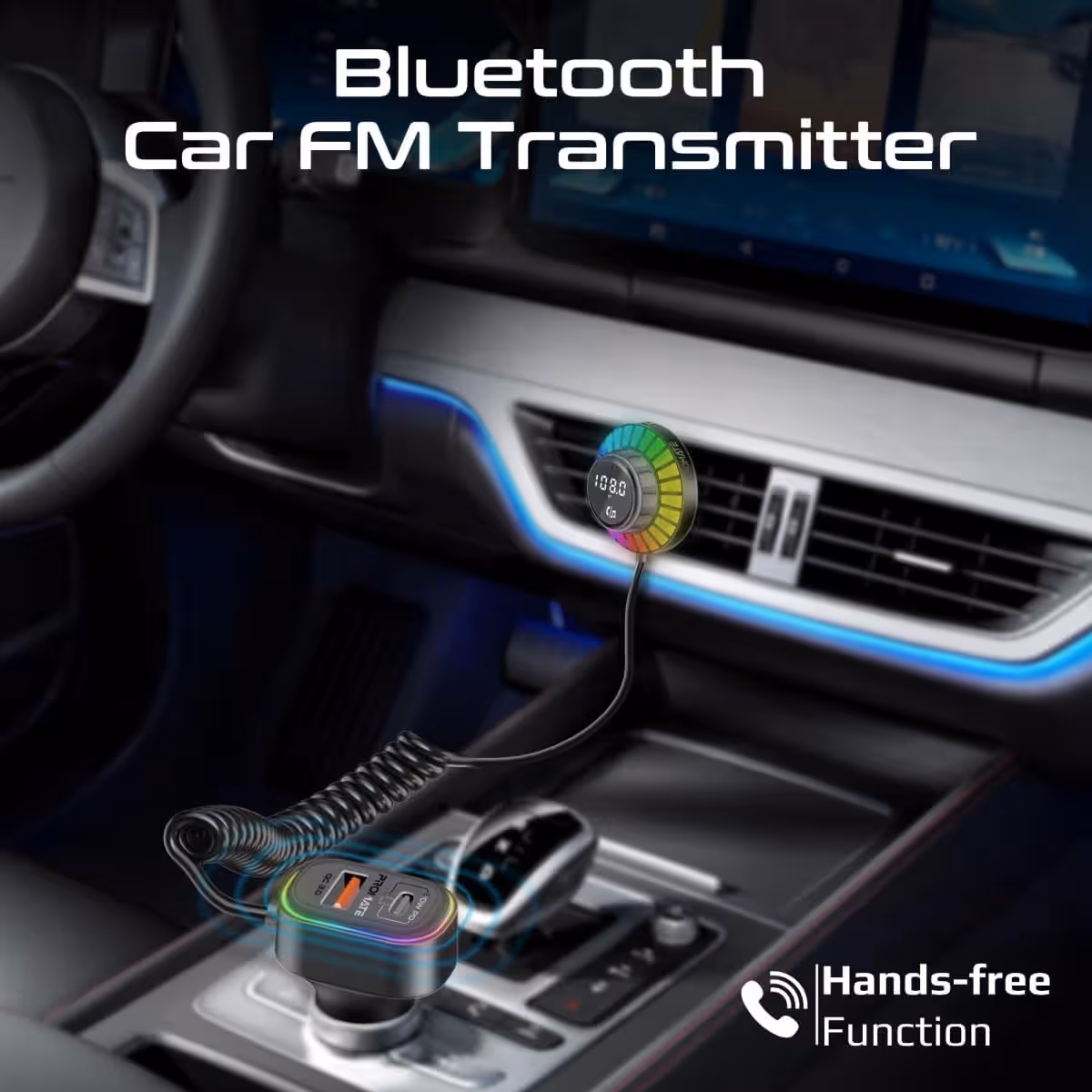 Promate SmarTune-EXT 30W Bluetooth FM Transmitter with Controller