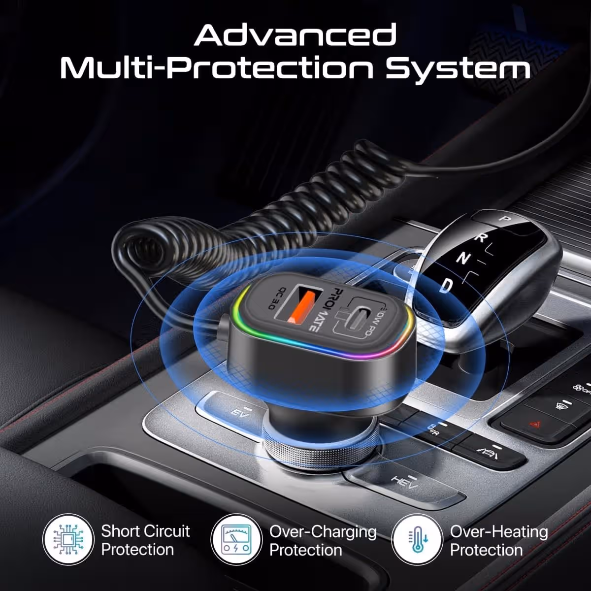 Promate SmarTune-EXT 30W Bluetooth FM Transmitter with Controller