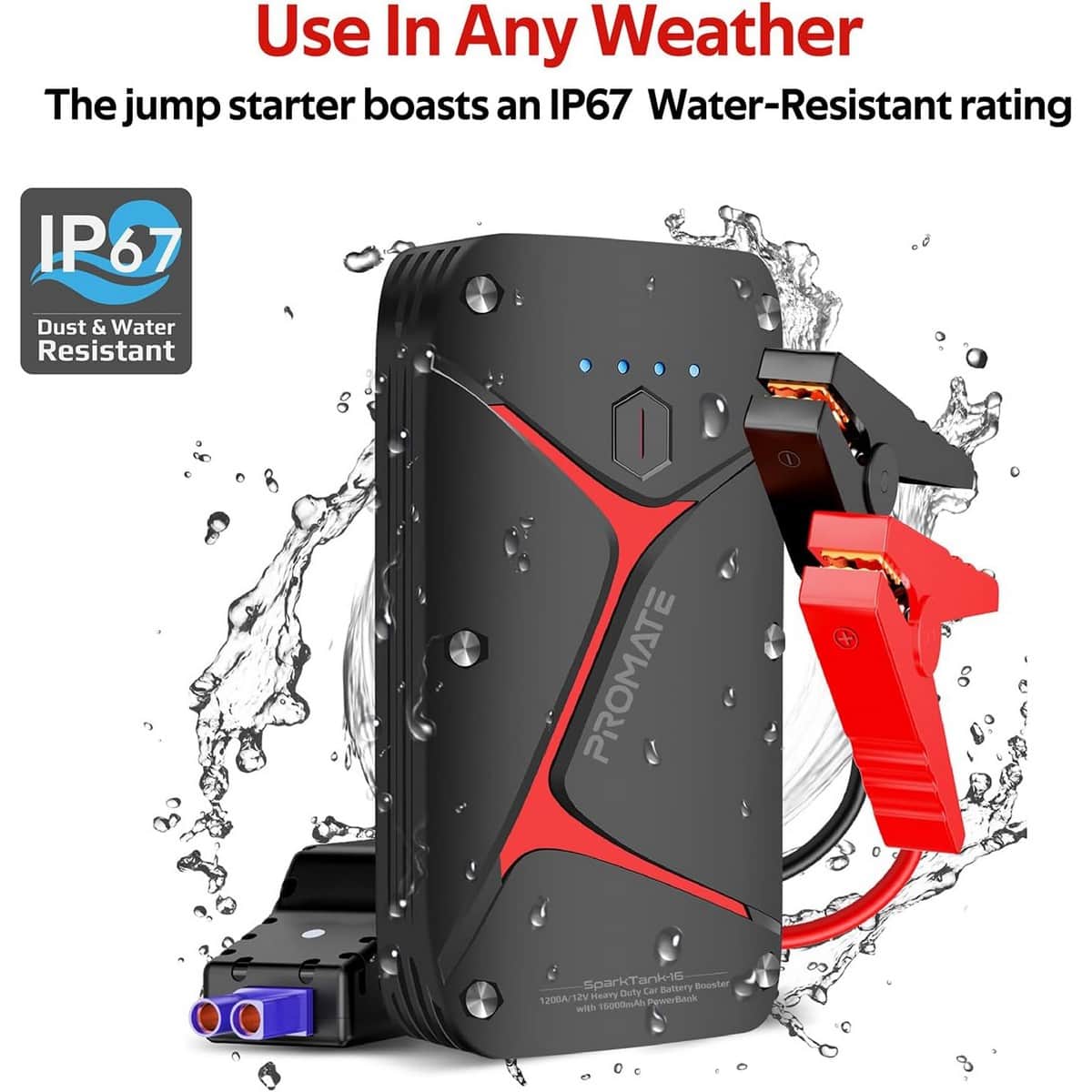 Promate SparkTank-16 1200A Peak 16000mAh Water Resistant Car Jump Starter