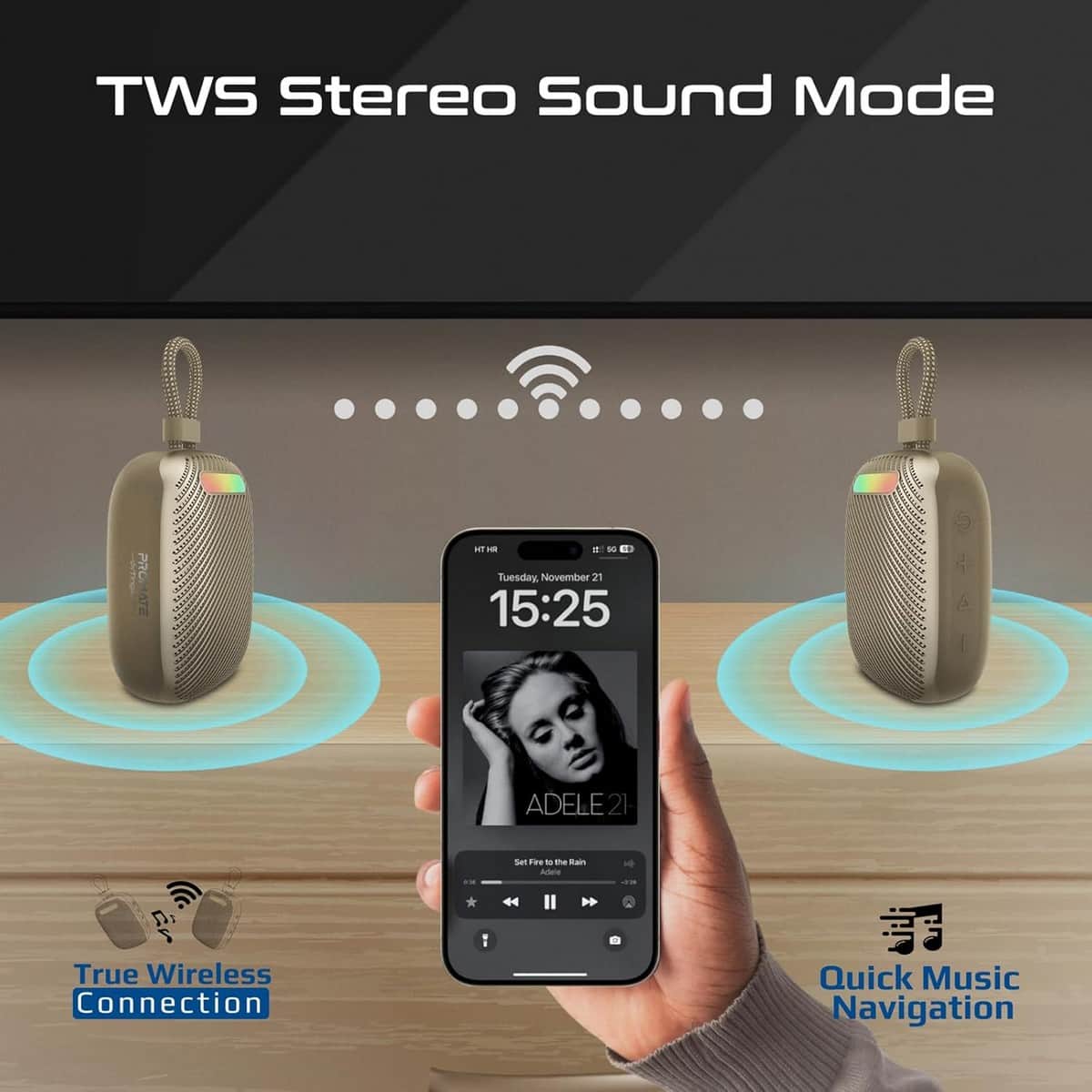 Promate 7W IPX6 Waterproof Bluetooth Speaker