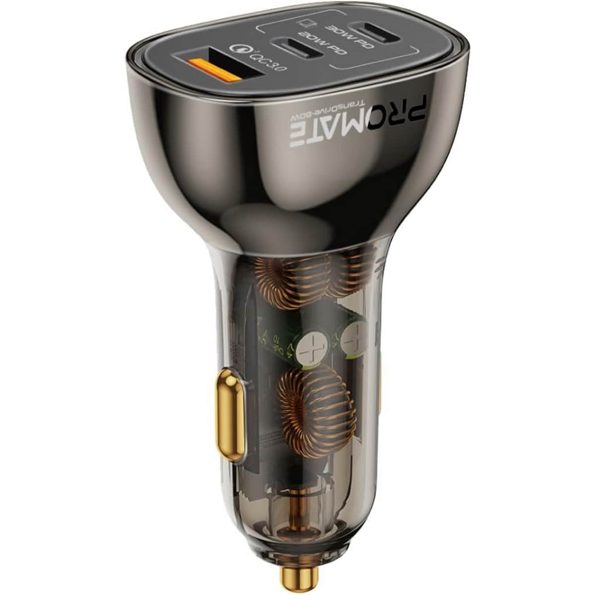 Promate TransDrive-80W Transparent Fast Charge 80W Car Charger