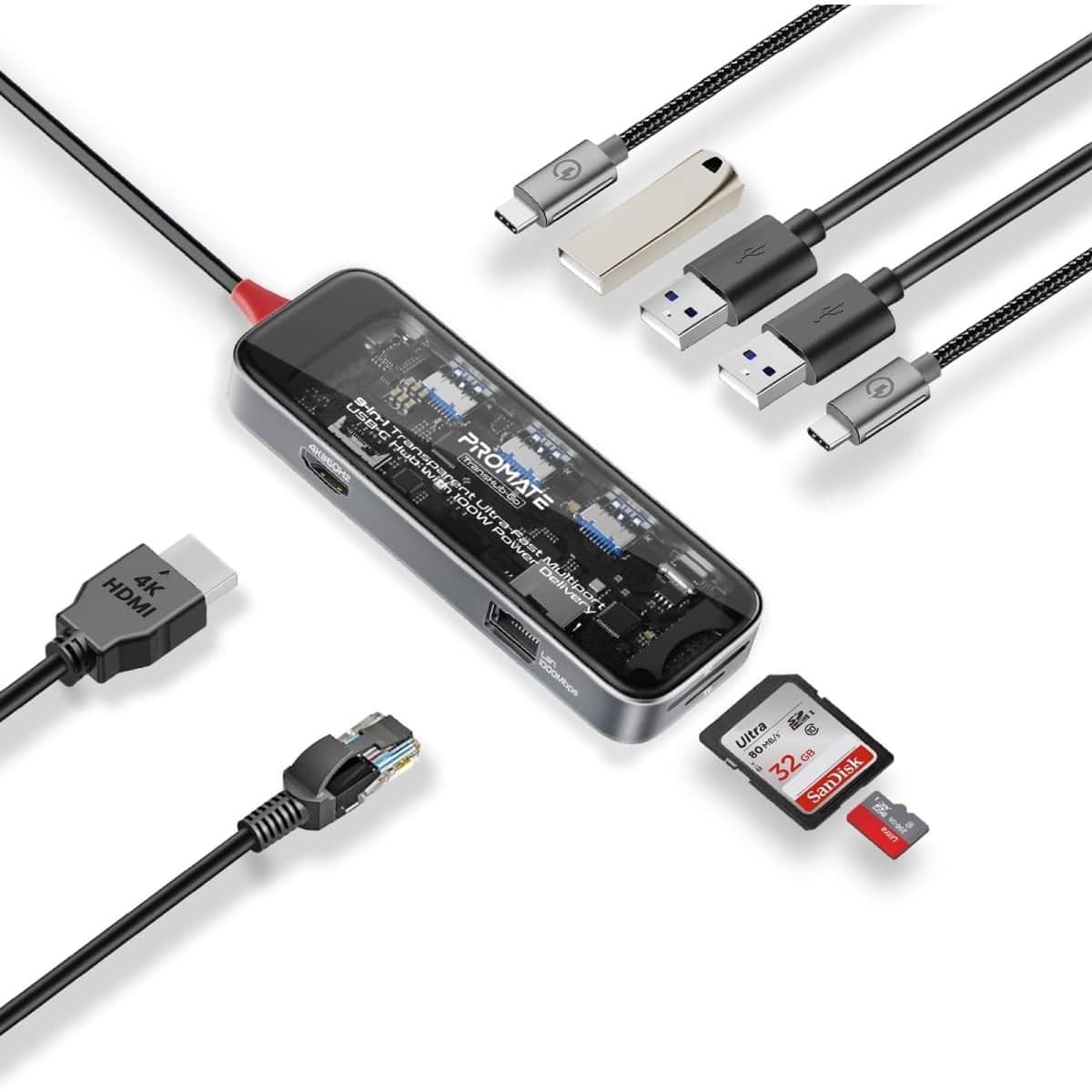 Promate TransHub-Go 9-in-1 4K 60Hz USB-C Hub