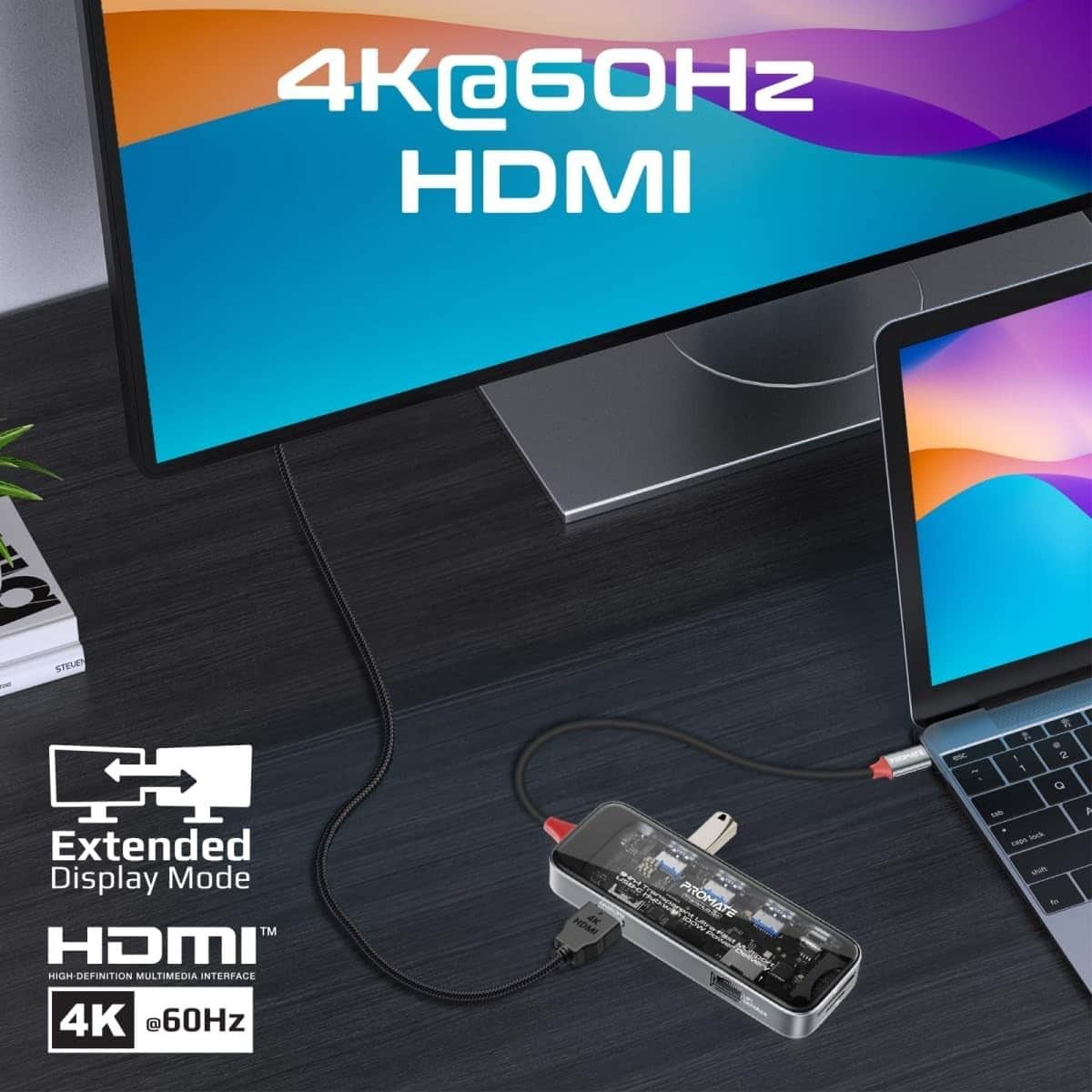 Promate TransHub-Go 9-in-1 4K 60Hz USB-C Hub
