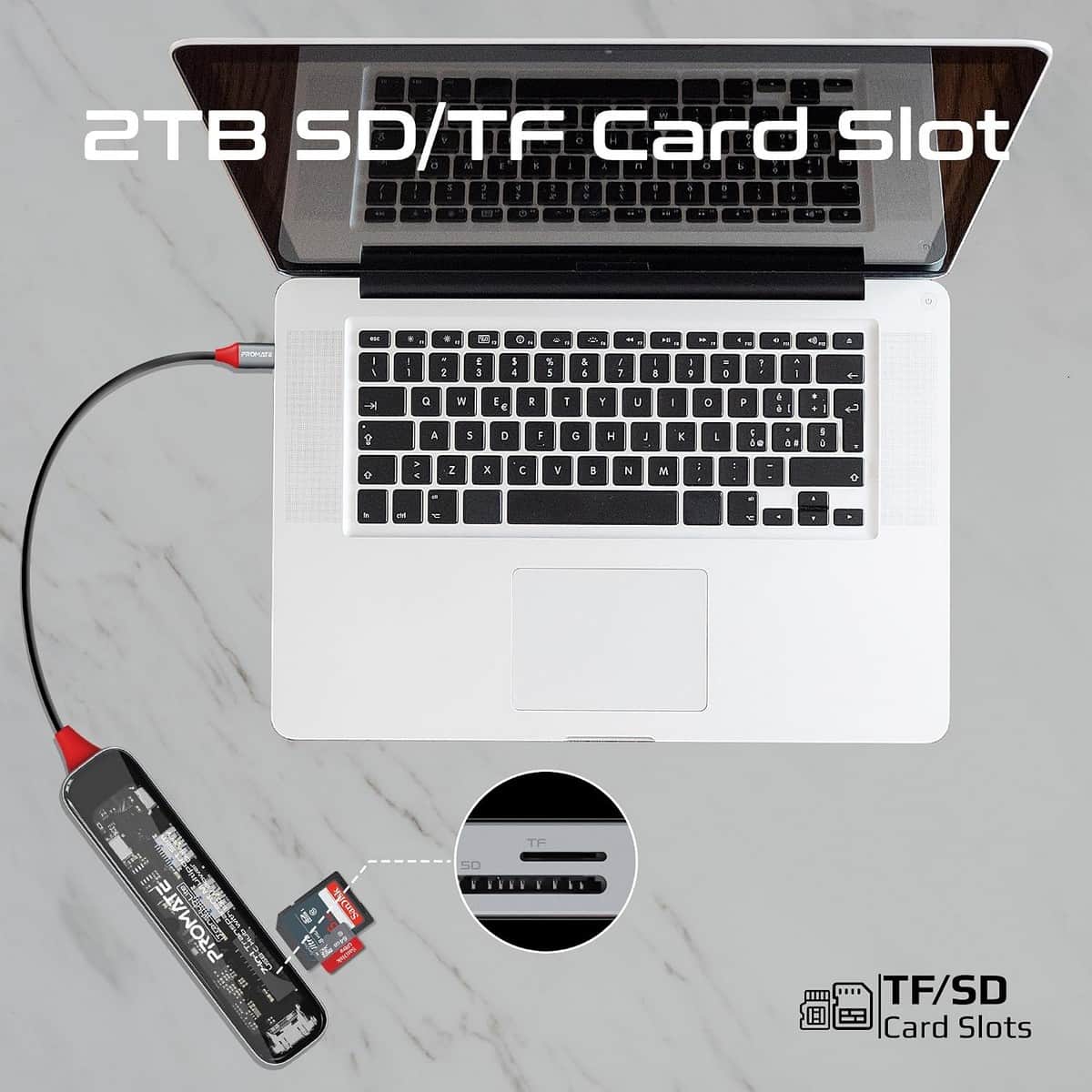 بروميت ترانسهب-لايت موزع USB-C شفاف، 7 في 1، مع HDMI بدقة 4K