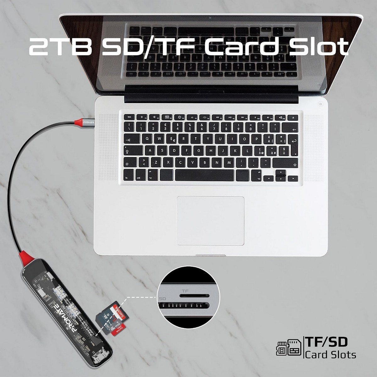 بروميت ترانسهب-لايت موزع USB-C شفاف، 7 في 1، مع HDMI بدقة 4K