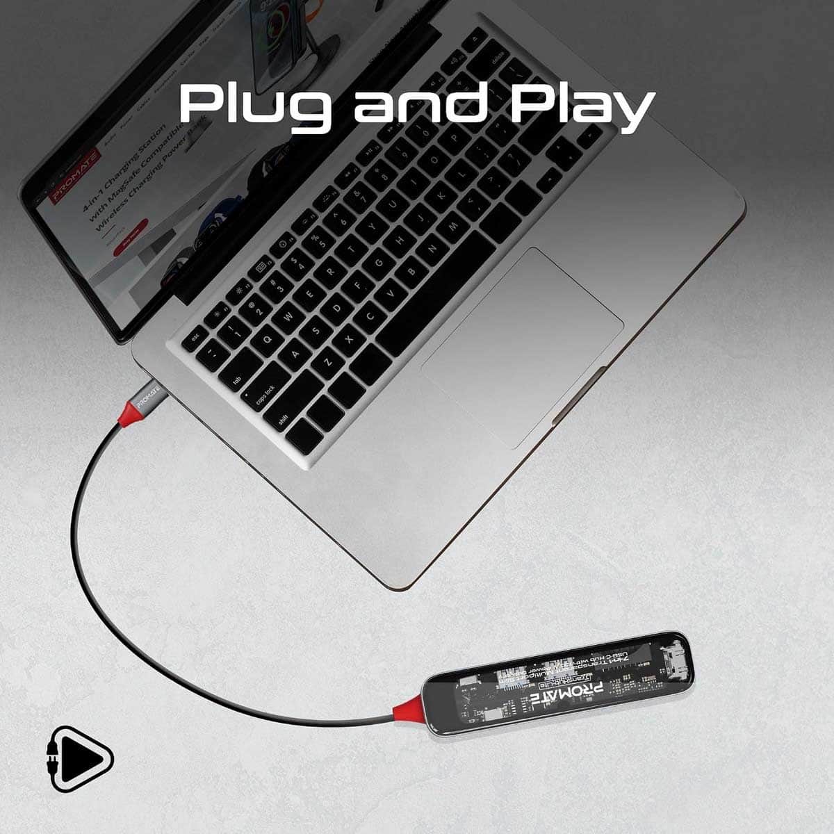 بروميت ترانسهب-لايت موزع USB-C شفاف، 7 في 1، مع HDMI بدقة 4K