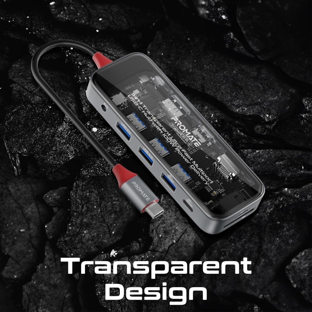 بروميت ترانسهب-برو موزع USB-C، 11 في 1، بمنفذي HDMI مزدوجين بدقة 4K