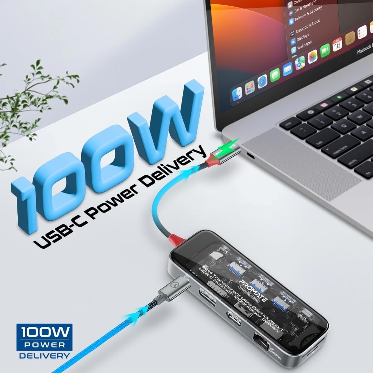 بروميت ترانسهب-برو موزع USB-C، 11 في 1، بمنفذي HDMI مزدوجين بدقة 4K