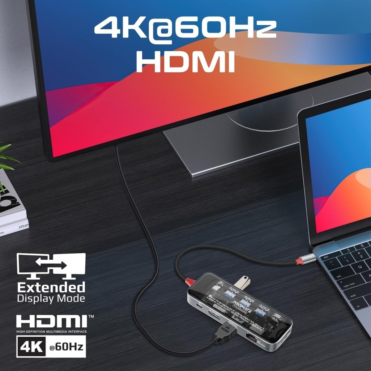 بروميت ترانسهب-برو موزع USB-C، 11 في 1، بمنفذي HDMI مزدوجين بدقة 4K
