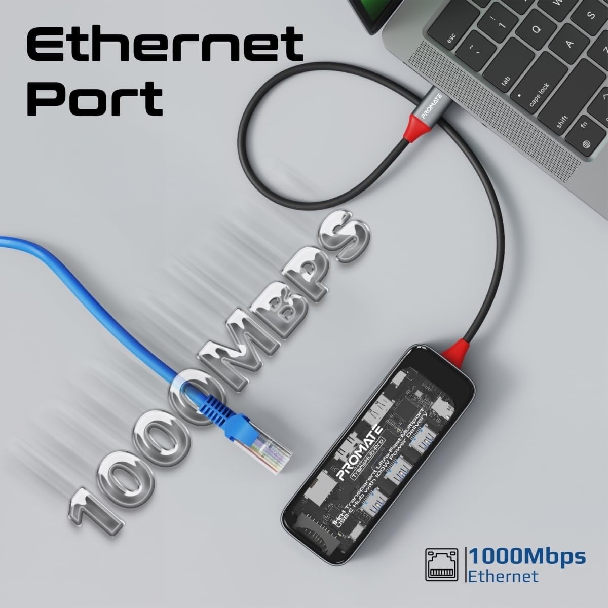 بروميت ترانسهب-برو موزع USB-C، 11 في 1، بمنفذي HDMI مزدوجين بدقة 4K