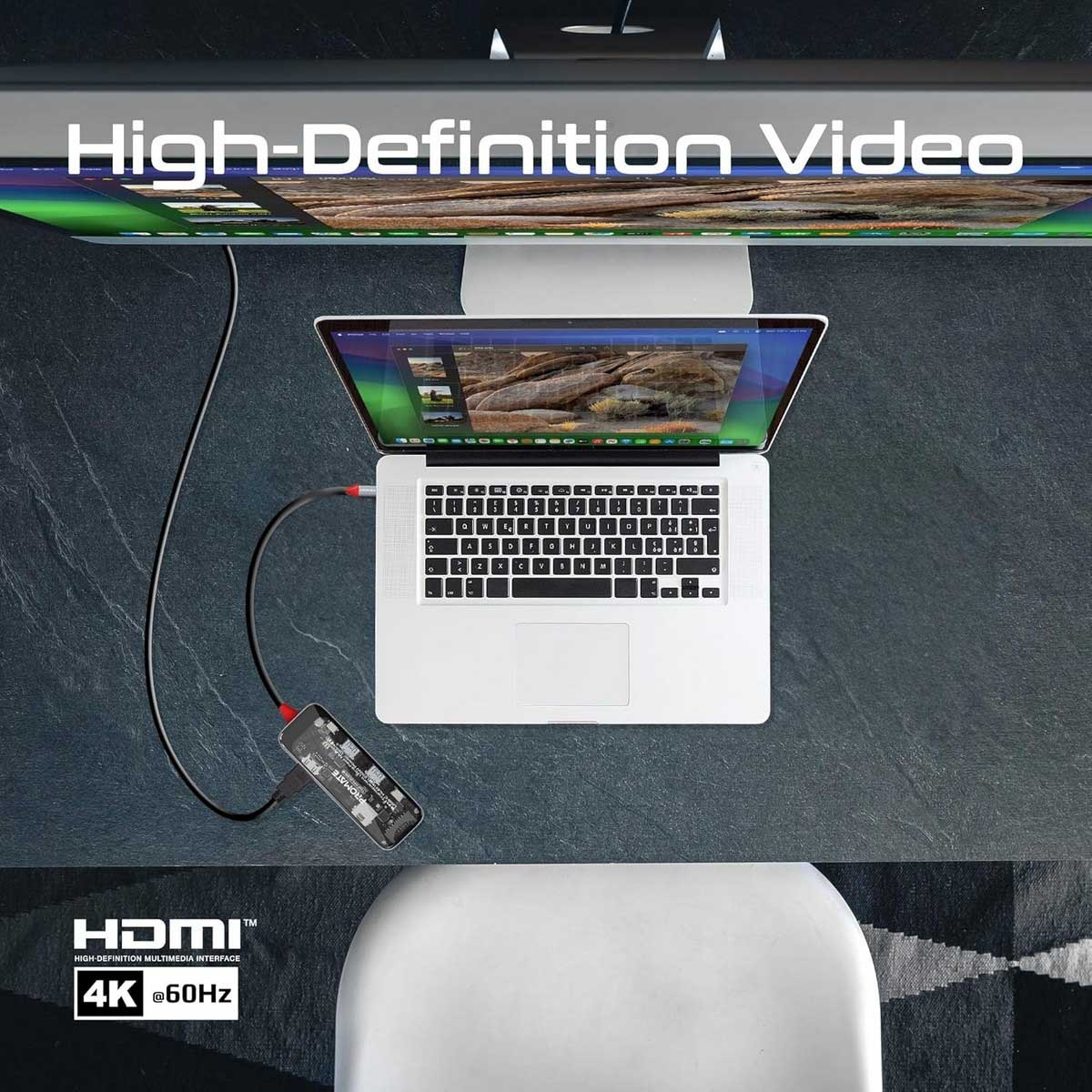 Promate Transparent 4K HDMI Multiport USB-C Media Hub
