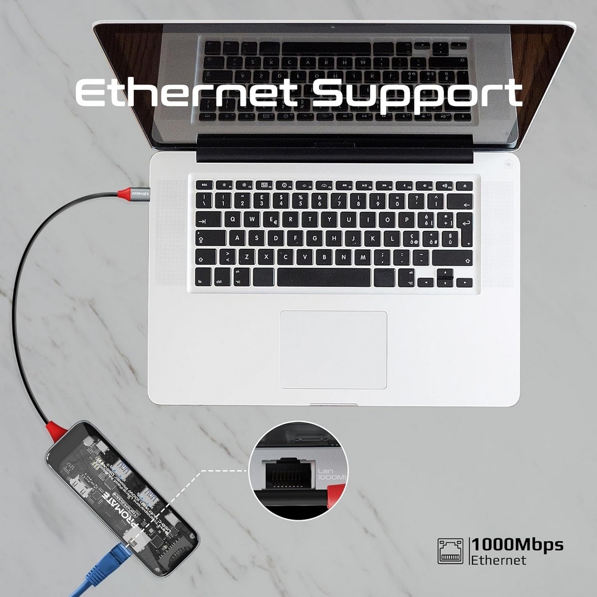 Promate Transparent 4K HDMI Multiport USB-C Media Hub