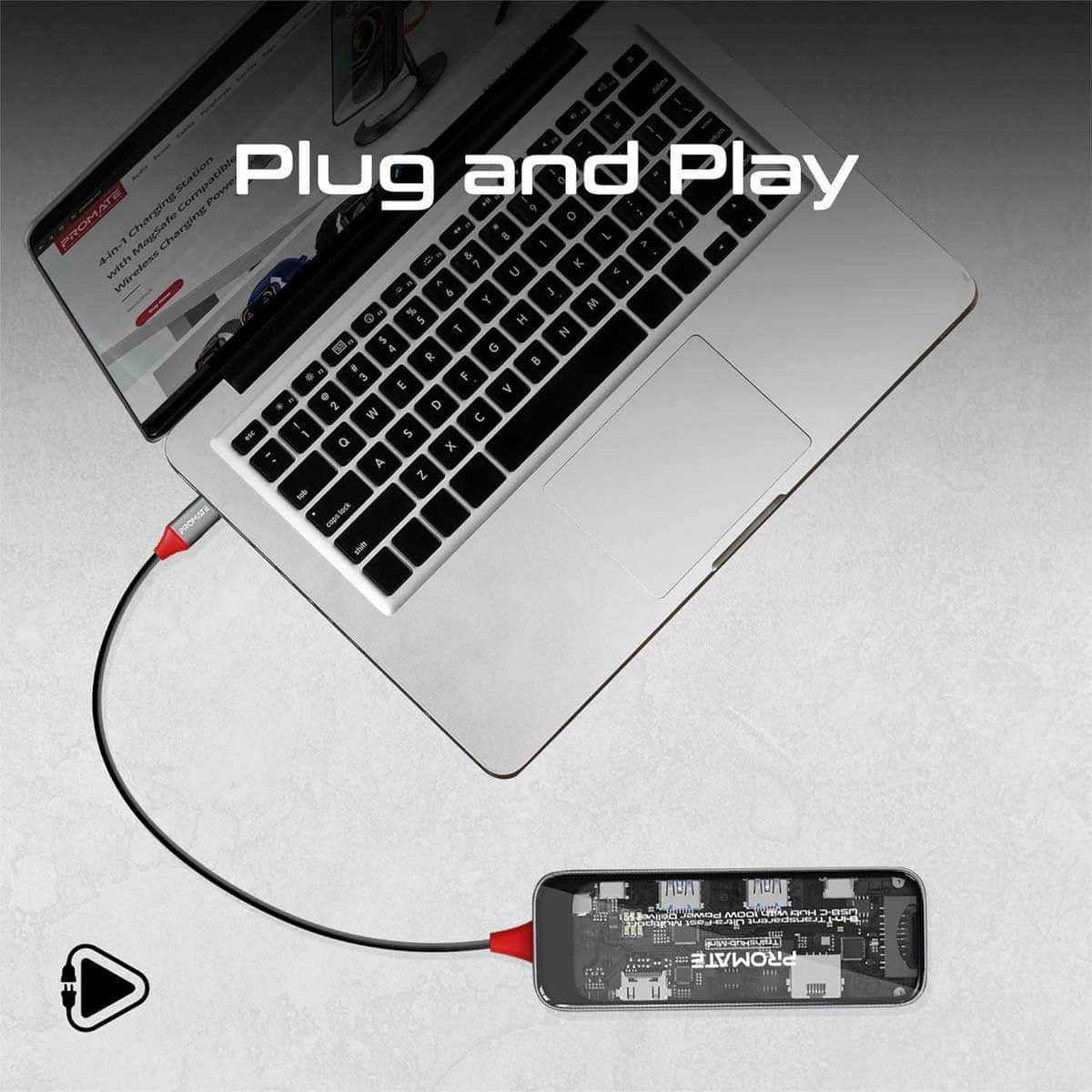 بروميت ميديا هب USB-C متعدد المنافذ شفاف مع HDMI بدقة 4K