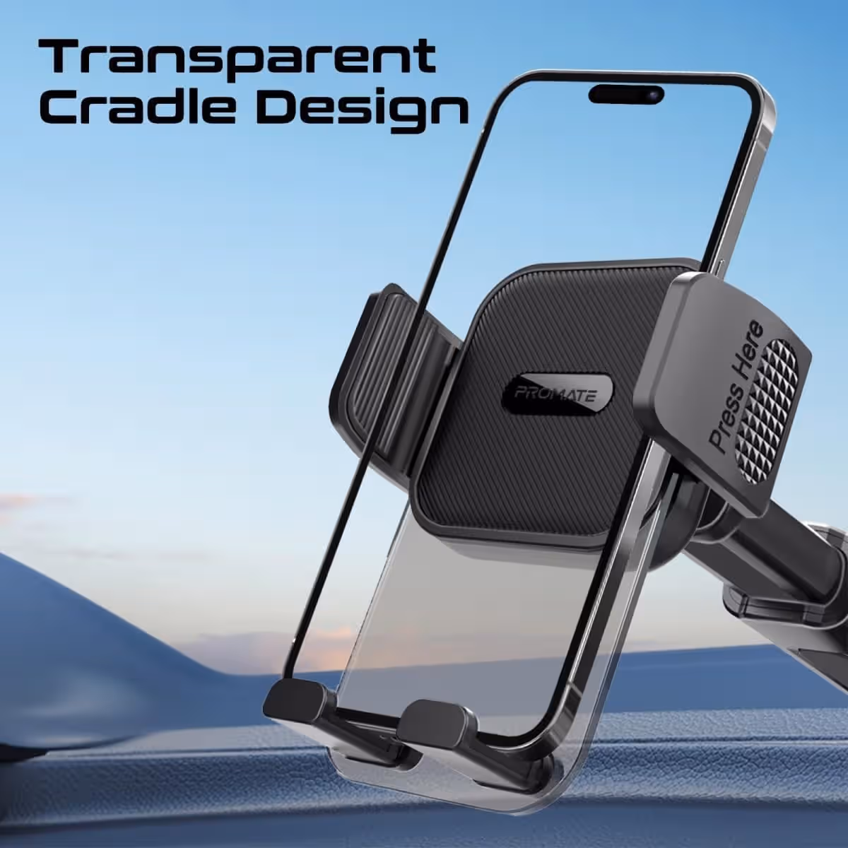 Promate Transparent Auto Clamping Car Phone Holder