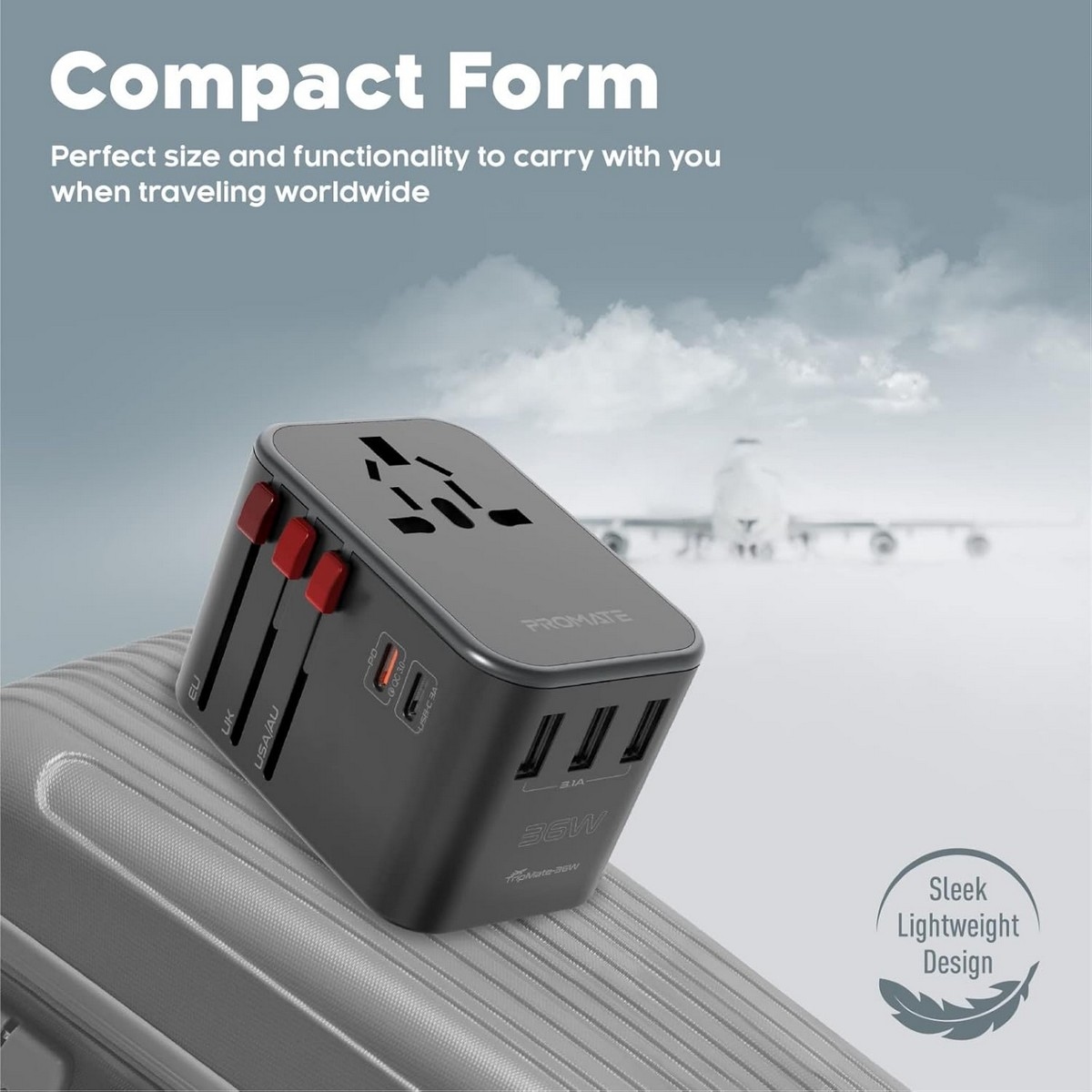 Promate TripMate-36W Universal Travel Adapter