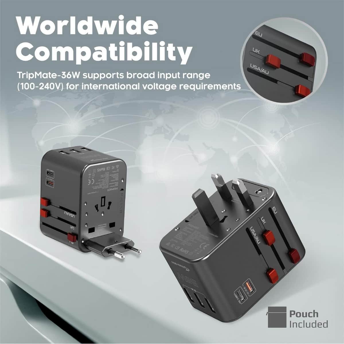 Promate TripMate-36W Universal Travel Adapter
