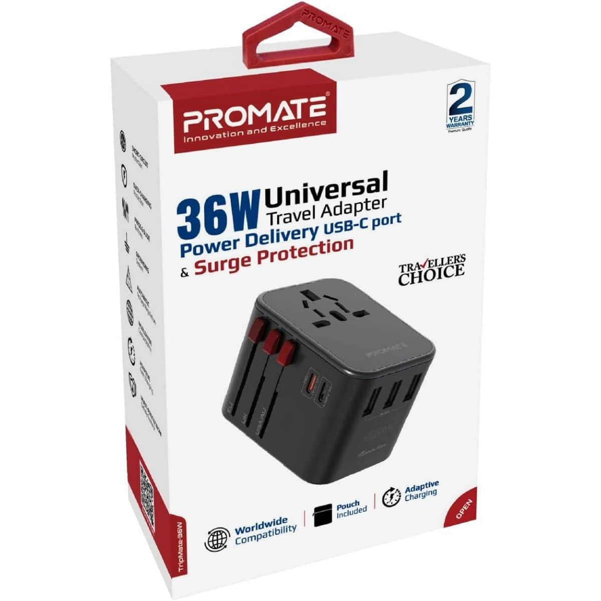 Promate TripMate-36W Universal Travel Adapter