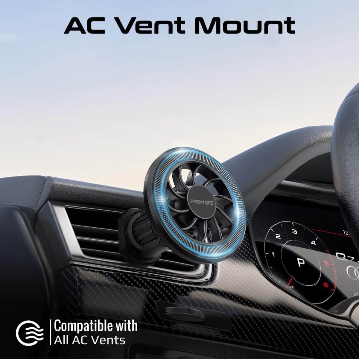 Promate Universal Clip Mount Magnetic Ring AC Vent Car Mount