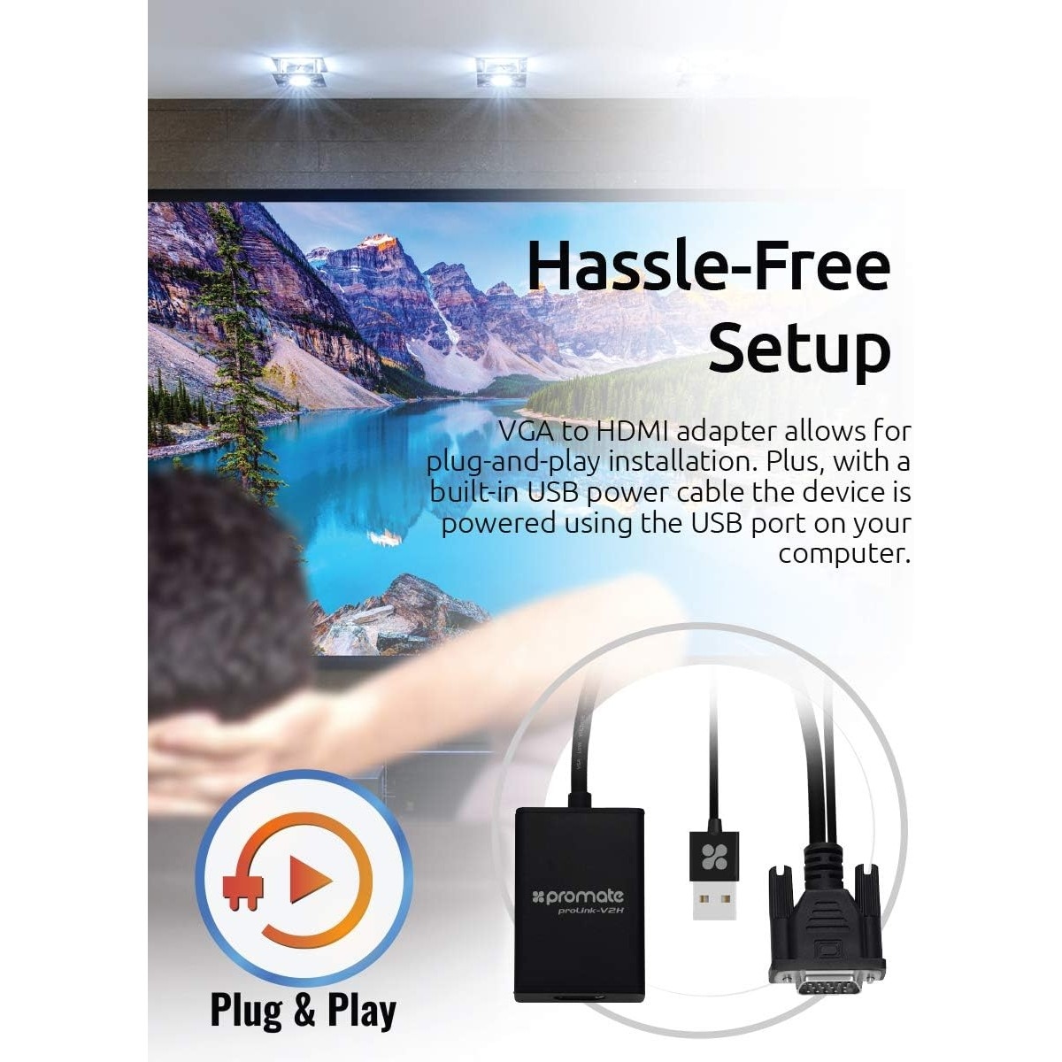 بروميت طقم محول وكابل تحويل VGA إلى HDMI