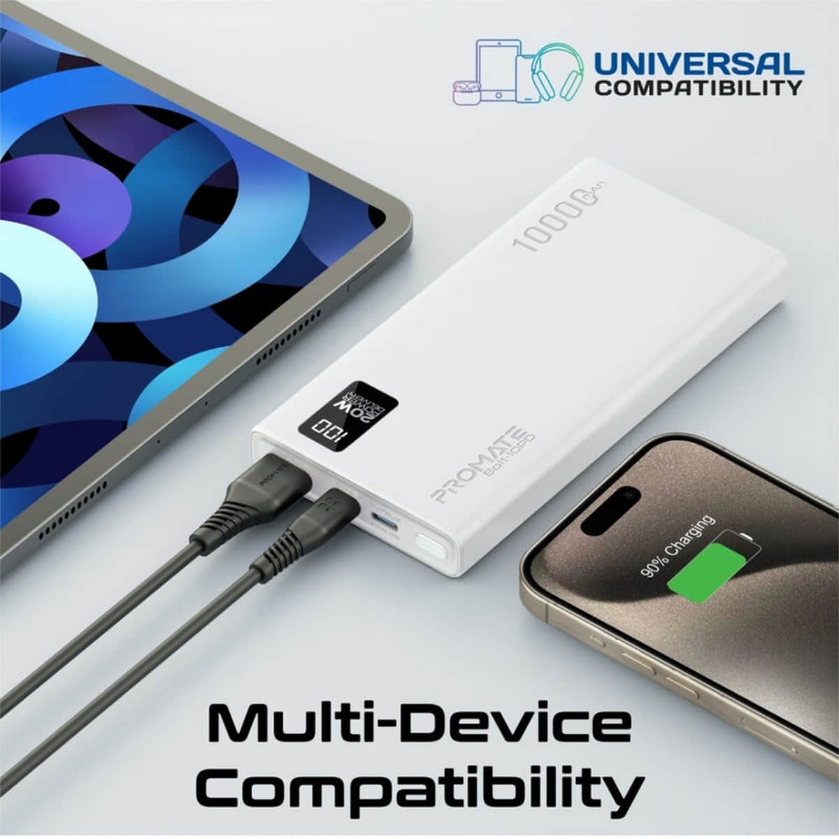 بروميت باور بانك ذكي مدمج بسعة 10000mAh