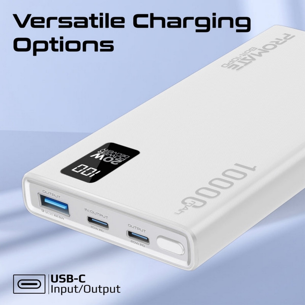 Promate 10000mAh Compact Smart Charging Power Bank