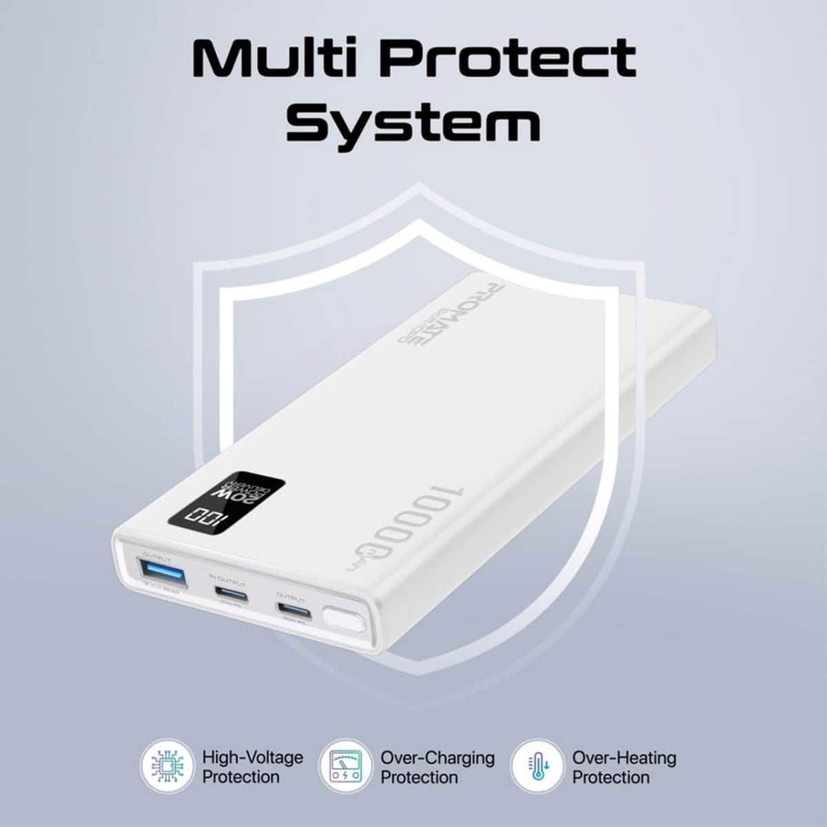 بروميت باور بانك ذكي مدمج بسعة 10000mAh