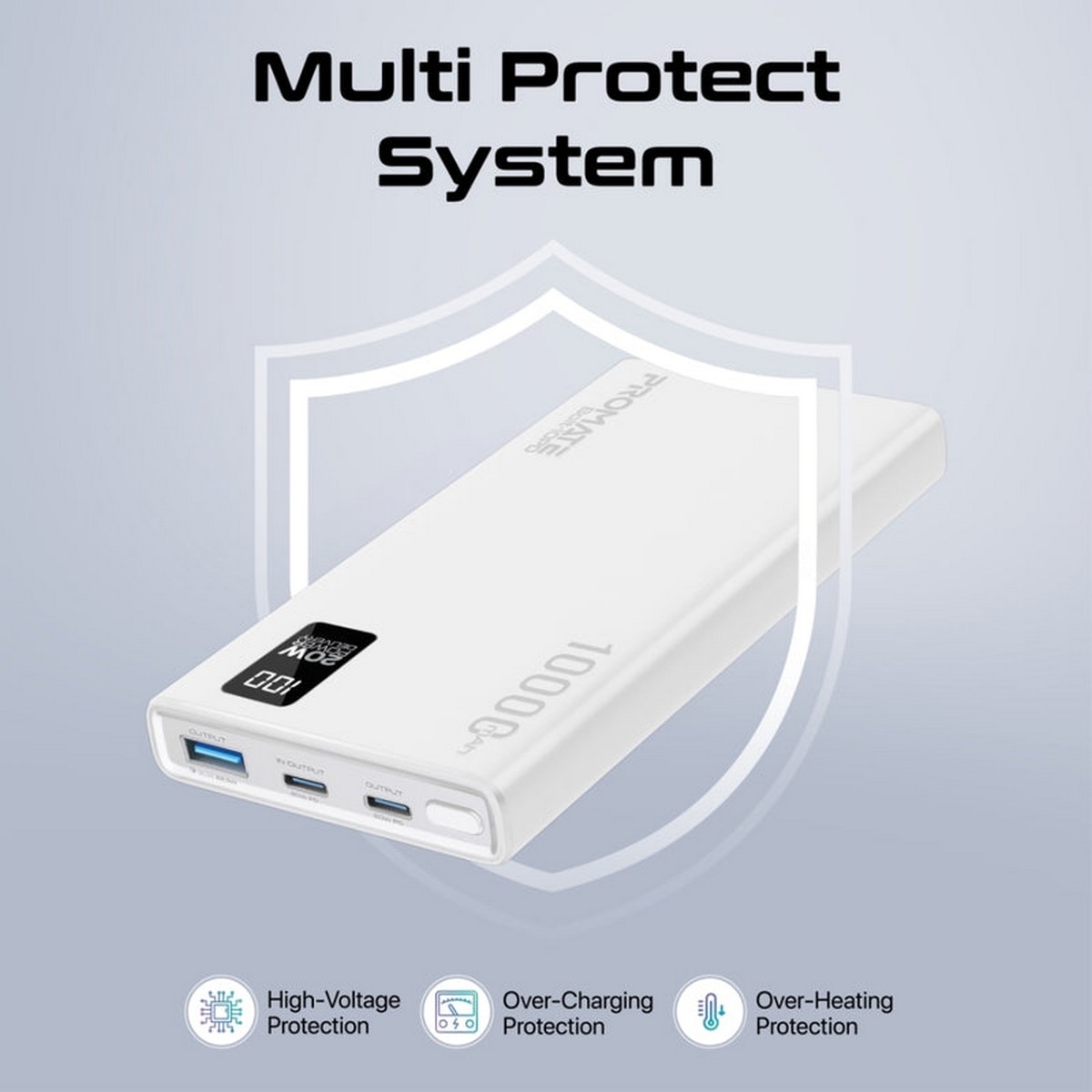 Promate 10000mAh Compact Smart Charging Power Bank