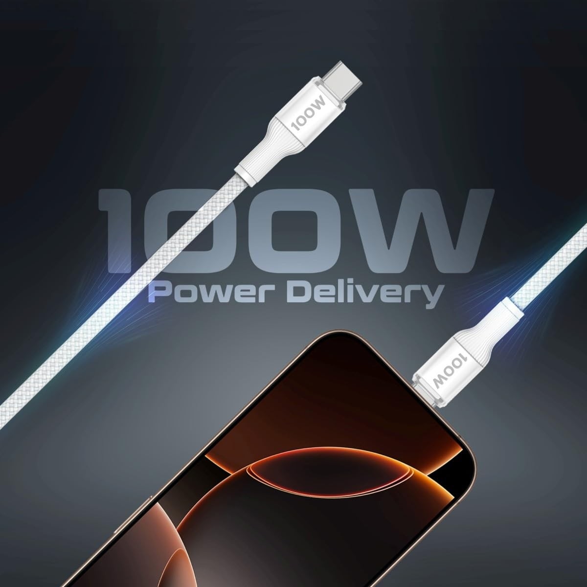 Promate 140W Multi-Device Charging Cable with Dual 100W USB-C & Apple Watch Charger