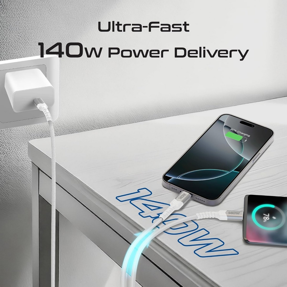 Promate 140W USB-C to Dual USB-C Braided Y-Cable