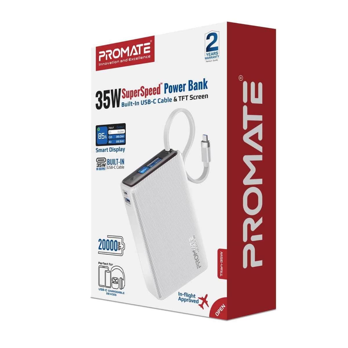 Promate 20000mAh 35W Power Delivery Power Bank