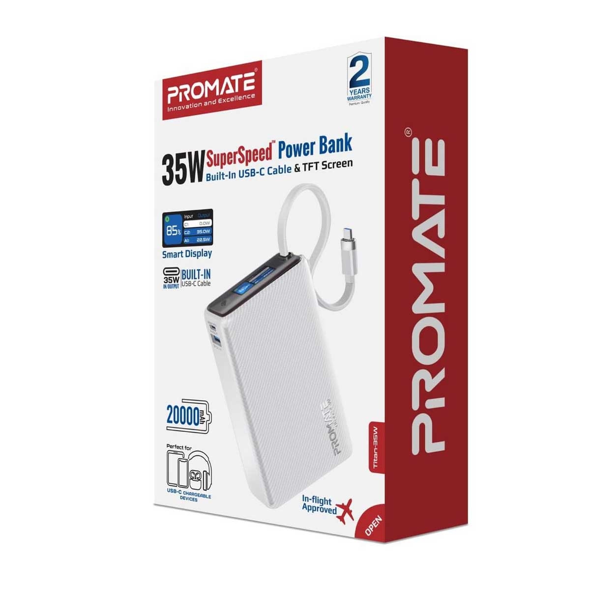 Promate 20000mAh 35W Power Delivery Power Bank