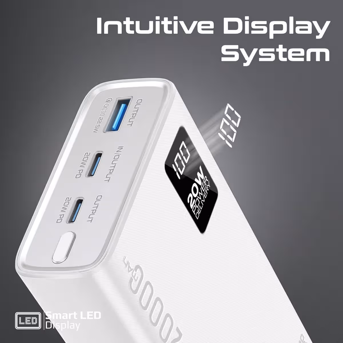 Promate 20000mAh Compact Smart Charging Power Bank