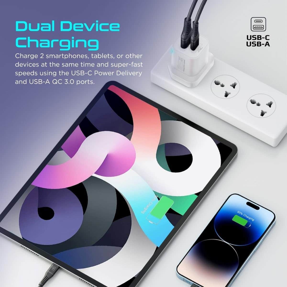 Promate 25W USB-C & QC 3.0 Wall Charger