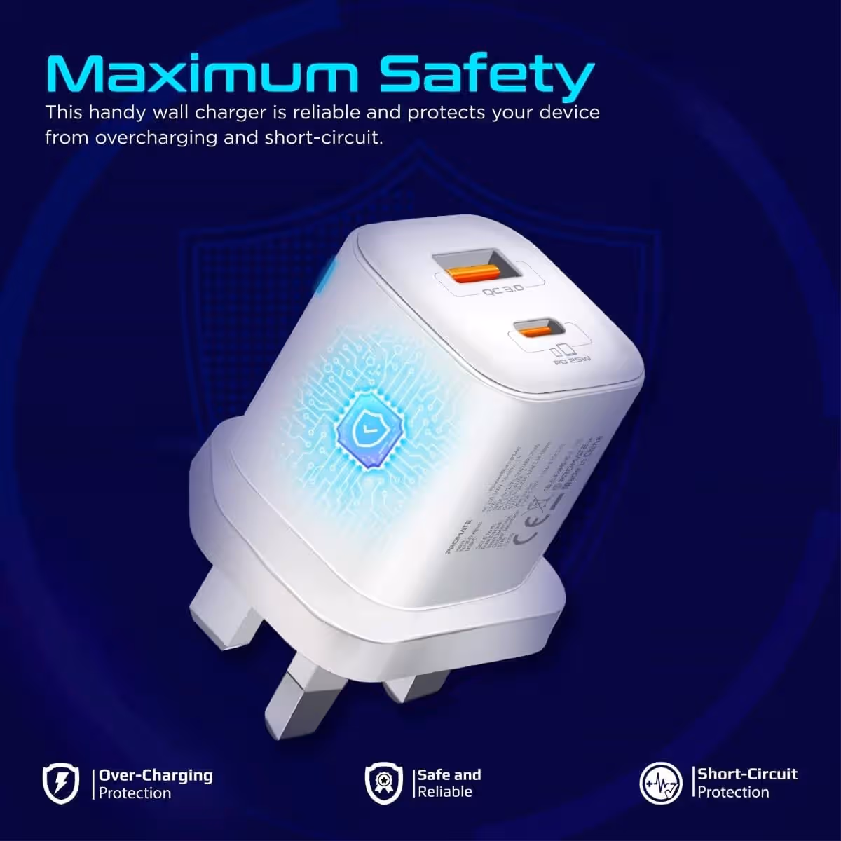 Promate 25W USB-C & QC 3.0 Wall Charger