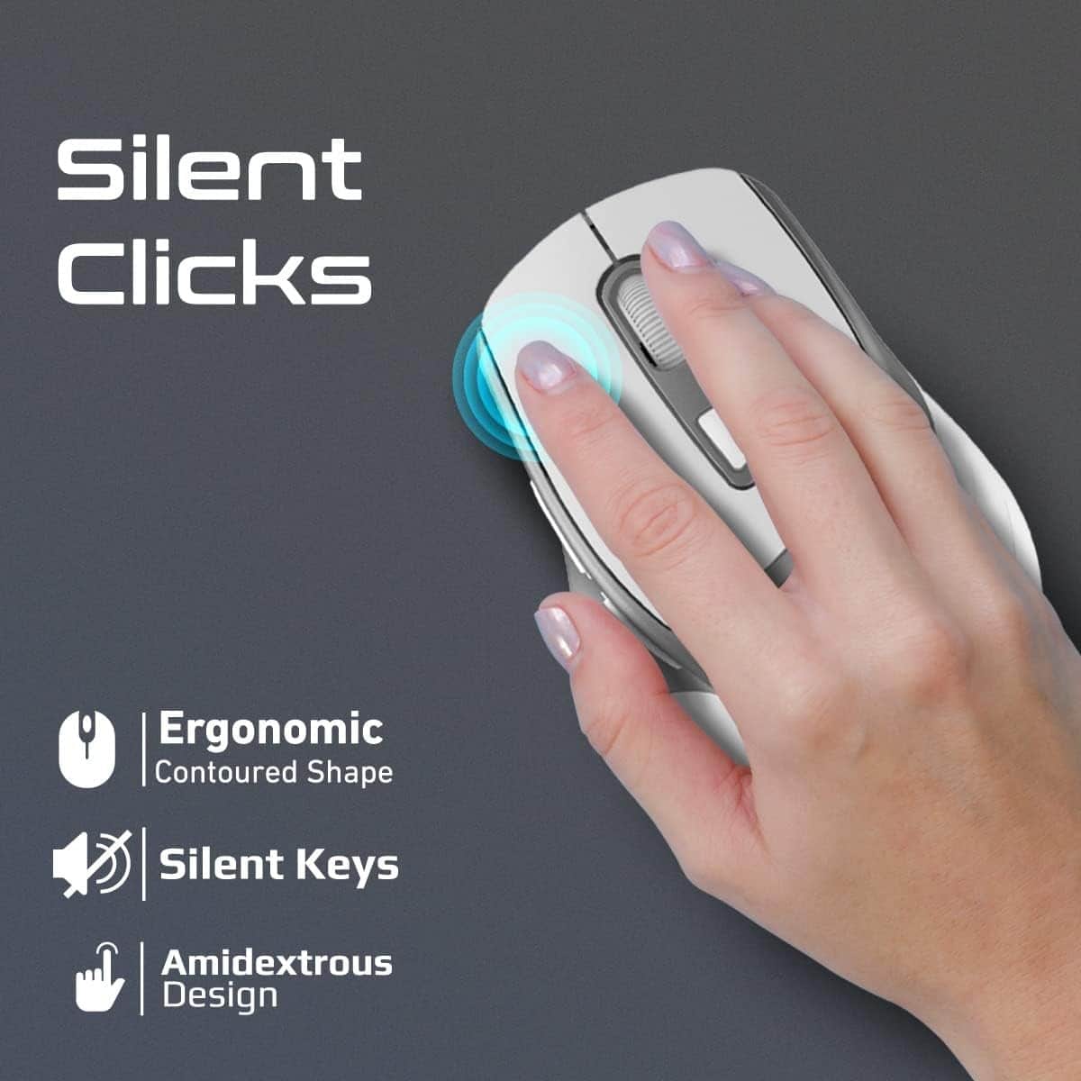 Promate 2.4GHz Portable Noiseless Wireless Silent Mouse