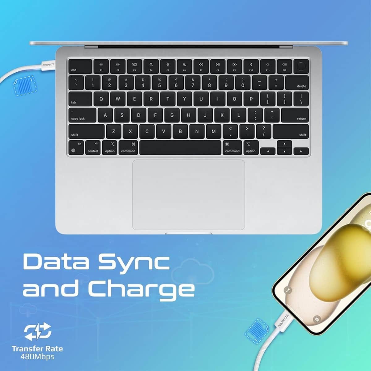 Promate 60W USB-C to USB-C Braided Cable